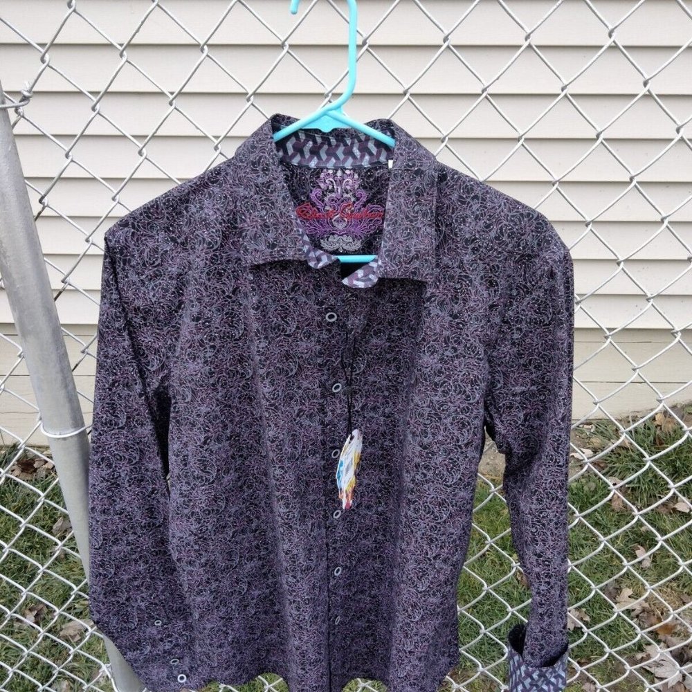 Robert Graham Long Sleeve Casual Shirt Black Purple Briggs Medium RFF221504MCF